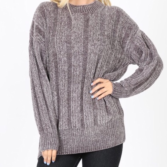 Zen Teal Blue Long Sleeve Cozy Chenille Sweater - Picture 5 of 5